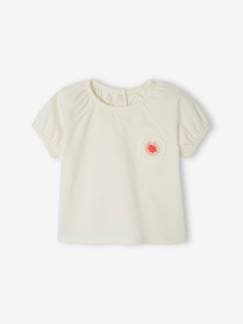 Baby-T-shirt, souspull-T-shirt-Gehaakt babyshirt met bloemmotief