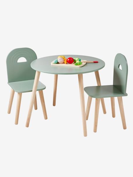 Set houten stoelen en tafel REGENBOOGCOLLECTIE saliegroen - vertbaudet enfant 