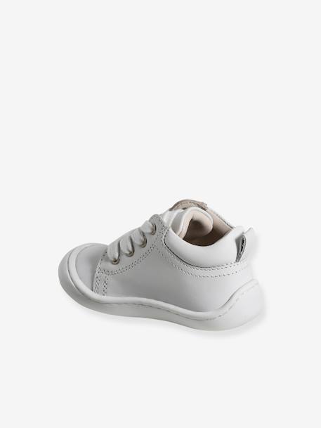 Soepele leren laarsjes voor de eerste stapjes van de baby roodkleurig+veel bruin+wit - vertbaudet enfant 