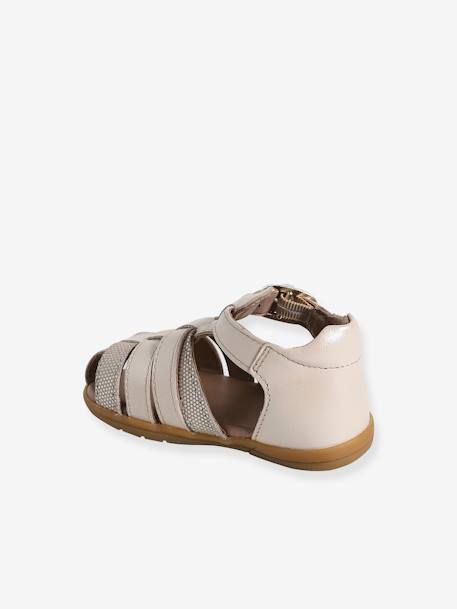 Leren baby meisjesschoenen voor de eerste stapjes goud+iriserend beige - vertbaudet enfant 