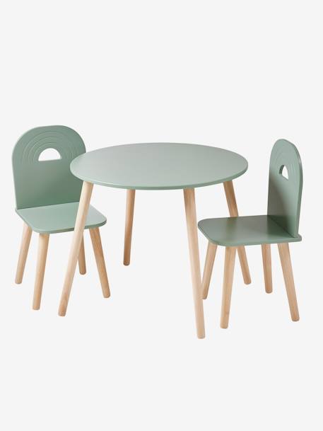 Set houten stoelen en tafel REGENBOOGCOLLECTIE saliegroen - vertbaudet enfant 