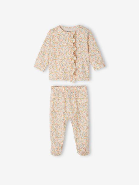 Set van 2 tweedelige babypyjama's van katoenjersey ecru - vertbaudet enfant 