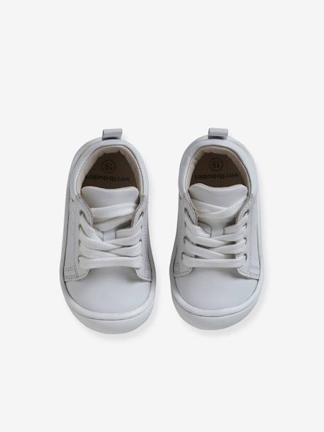 Soepele leren laarsjes voor de eerste stapjes van de baby roodkleurig+veel bruin+wit - vertbaudet enfant 