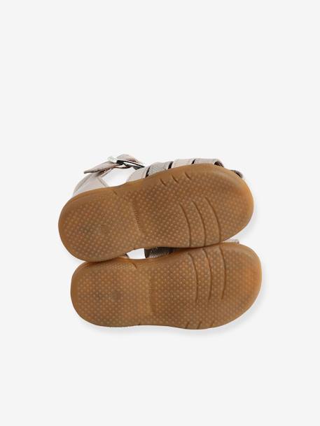 Leren baby meisjesschoenen voor de eerste stapjes goud+iriserend beige - vertbaudet enfant 