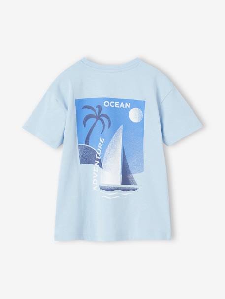 T-shirt met maxi motief op de rug voor jongens hemelsblauw - vertbaudet enfant 