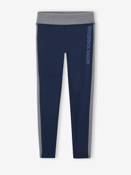Sportlegging meisjes met zijstroken gemêleerd grijs+marineblauw+MARINEBLAUW+roze (poederkleur) - vertbaudet enfant 