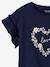 Meisjes-T-shirt met iriserend motief en korte mouwen met ruches antraciet+lichtgeel+lichtroze+marineblauw - vertbaudet enfant 