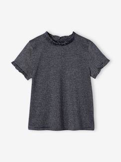 Meisje-T-shirt, souspull-Meisjes-T-shirt met glanzende strepen