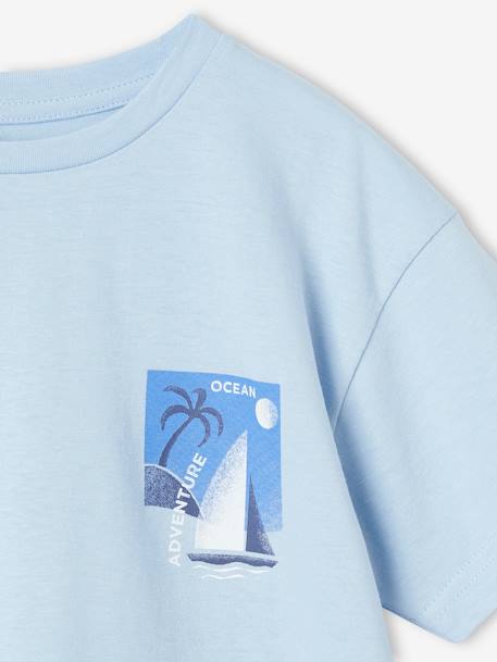 T-shirt met maxi motief op de rug voor jongens hemelsblauw - vertbaudet enfant 