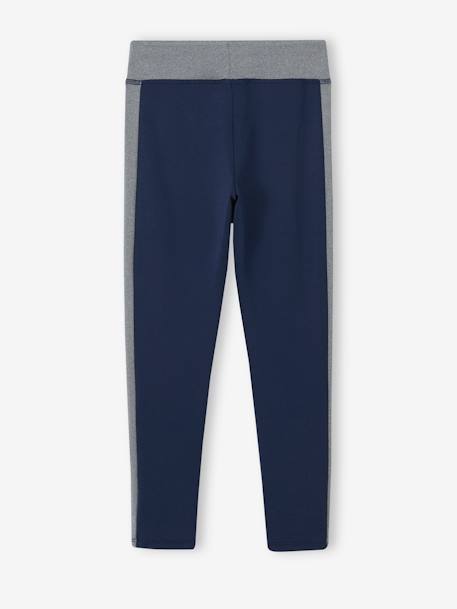 Sportlegging meisjes met zijstroken gemêleerd grijs+marineblauw+MARINEBLAUW+roze (poederkleur) - vertbaudet enfant 