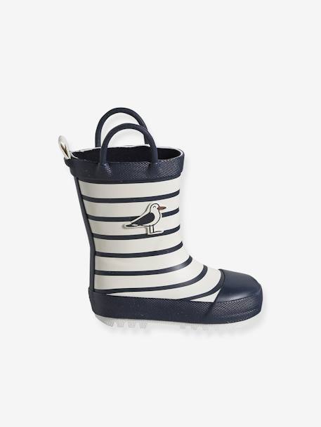 Gestreepte regenlaarzen voor baby groen, bedrukt+lichtblauw+marineblauw+marineblauw, gestreept - vertbaudet enfant 