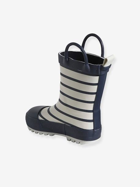 Gestreepte regenlaarzen voor baby groen, bedrukt+lichtblauw+marineblauw+marineblauw, gestreept - vertbaudet enfant 