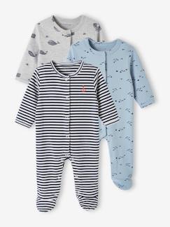 Baby-Pyjama, surpyjama-Set met 3 slaappakjes van interlock baby opening voorkant