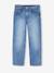 Rechte jeans MorphologiK meisjes heupomvang Large donkerblauw+gebleekt denim+stone - vertbaudet enfant 