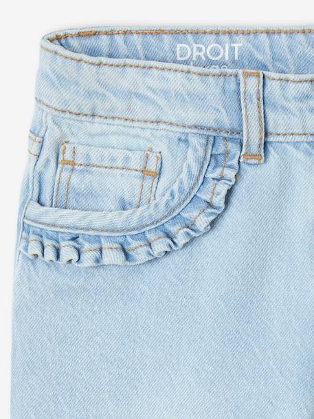Rechte jeans MorphologiK meisjes heupomvang Large donkerblauw+gebleekt denim+stone - vertbaudet enfant 