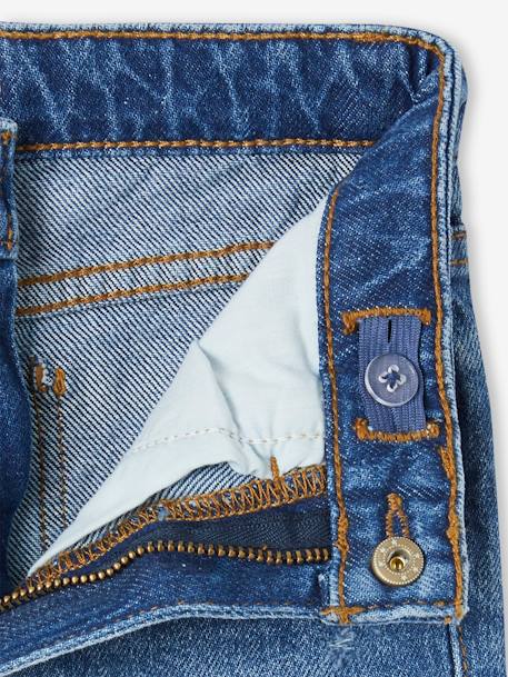 Rechte jeans MorphologiK meisjes heupomvang Small donkerblauw+gebleekt denim+stone - vertbaudet enfant 