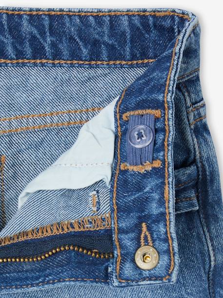 Rechte jeans MorphologiK meisjes heupomvang Large donkerblauw+gebleekt denim+stone - vertbaudet enfant 