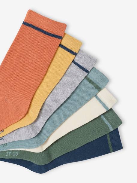 Set van 7 paar jongenssokken Oeko-Tex® chocoladebruin+gemêleerd grijs+groen - vertbaudet enfant 