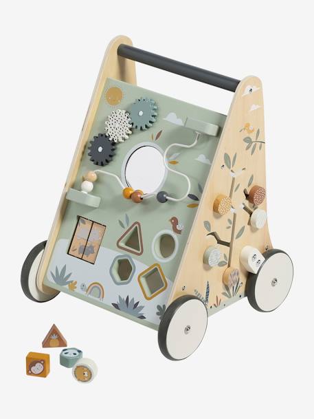 Loopwagen met houten remmen hout+rozen - vertbaudet enfant 