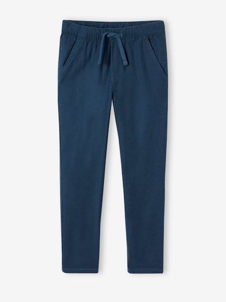 Lichte jongensbroek katoen/linnen gemêleerd beige+nachtblauw+saliegroen - vertbaudet enfant 