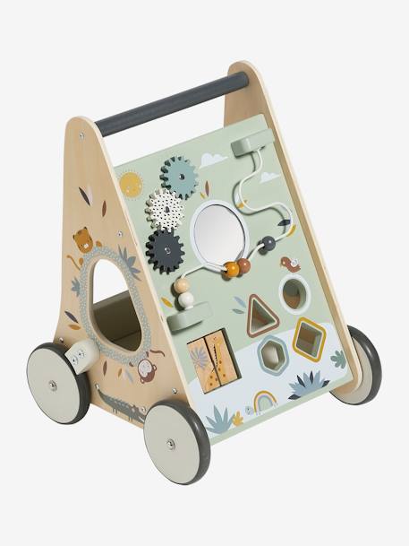Loopwagen met houten remmen hout+rozen - vertbaudet enfant 