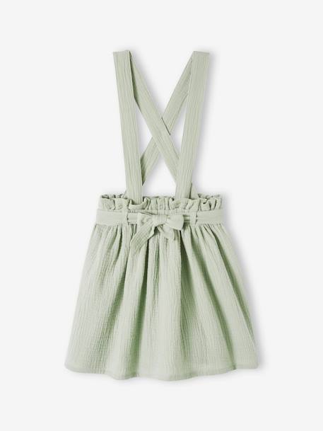 Set meisjesshirt met strepen + rok van katoengaas indigoblauw+lila+saliegroen - vertbaudet enfant 