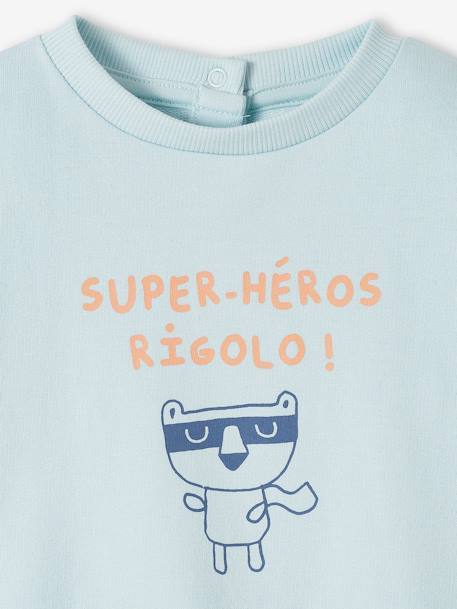 Babysweater met personaliseerbare ronde hals hemelsblauw+pecannoot - vertbaudet enfant 