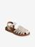 Kindersandalen van leer met klittenband, collectie kleuterschool ecru+goud - vertbaudet enfant 
