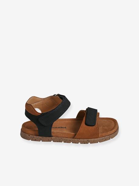 Sandalen met klittenbandsluiting van leer voor kinderen, VERTBAUDET-collectie. kaki+marineblauw - vertbaudet enfant 