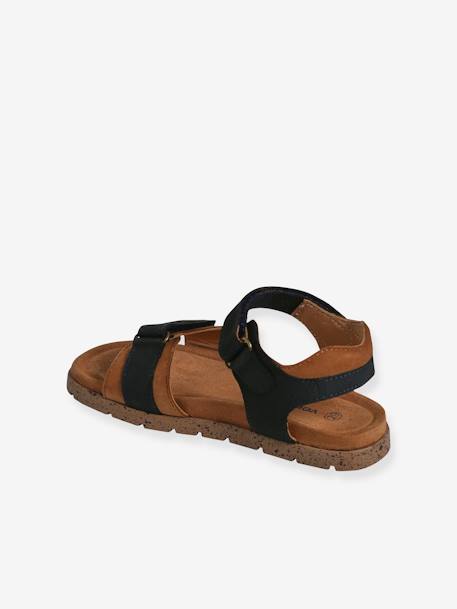 Sandalen met klittenbandsluiting van leer voor kinderen, VERTBAUDET-collectie. kaki+marineblauw - vertbaudet enfant 