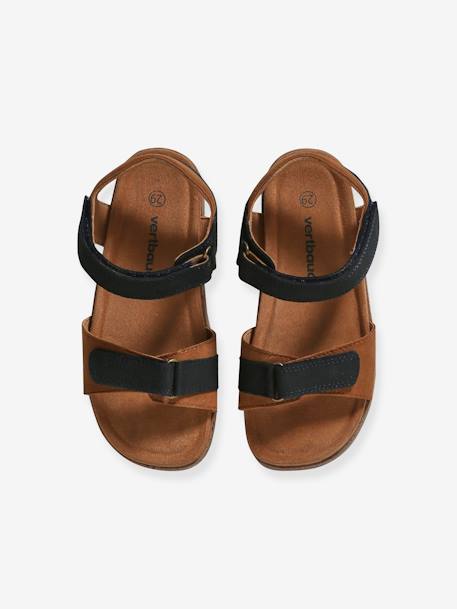Sandalen met klittenbandsluiting van leer voor kinderen, VERTBAUDET-collectie. kaki+marineblauw - vertbaudet enfant 