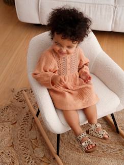 Baby-Rok, jurk-Geborduurd babyjurkje van katoengaas