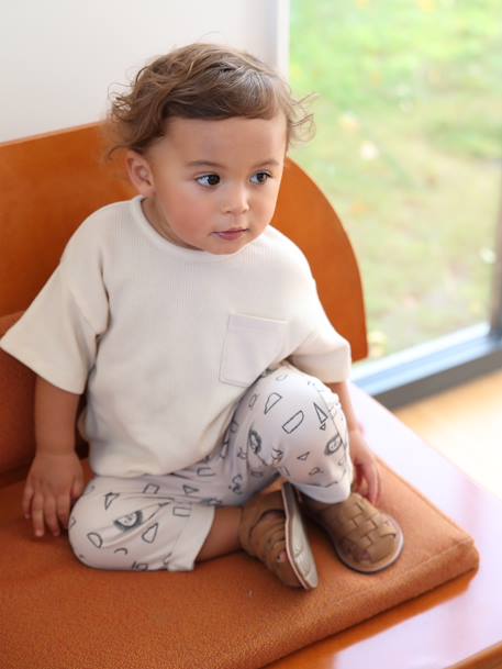 Babyset T-shirt met honingraat en broek van molton ecru - vertbaudet enfant 