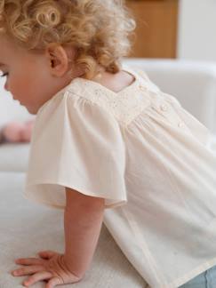 Blouse met vierkante halslijn en Engels borduursel baby's  - vertbaudet enfant