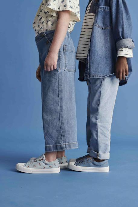 Wijde jongensbroek, eenvoudig aan te trekken gebleekt denim+grijs+ongewassen denim+stone - vertbaudet enfant 