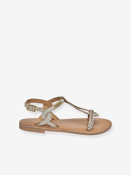 Leren kindersandalen Bappy LES TROPEZIENNES® PAR M. BELARBI beige+bruin+geel+koraal+turquoiseblauw - vertbaudet enfant 