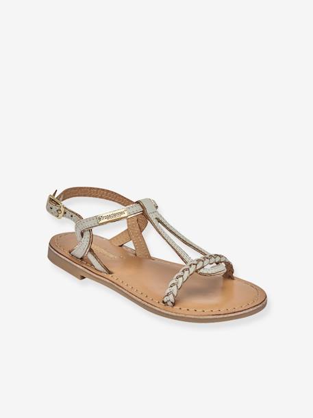 Leren kindersandalen Bappy LES TROPEZIENNES® PAR M. BELARBI beige+bruin+geel+koraal+turquoiseblauw - vertbaudet enfant 