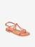 Leren kindersandalen Bappy LES TROPEZIENNES® PAR M. BELARBI beige+bruin+geel+koraal+turquoiseblauw - vertbaudet enfant 