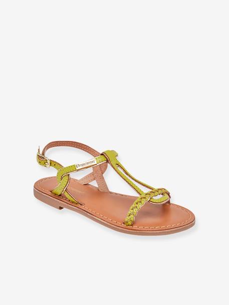 Leren kindersandalen Bappy LES TROPEZIENNES® PAR M. BELARBI beige+bruin+geel+koraal+turquoiseblauw - vertbaudet enfant 