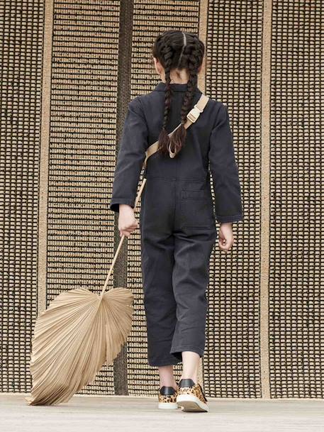 Jumpsuit meisjes met 'worker'-stijl antraciet - vertbaudet enfant 