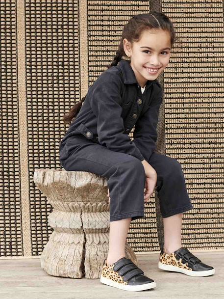 Jumpsuit meisjes met 'worker'-stijl antraciet - vertbaudet enfant 