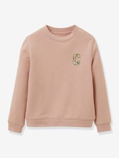-Meisjessweater met borduursel Libertystof - biokatoen - CYRILLUS