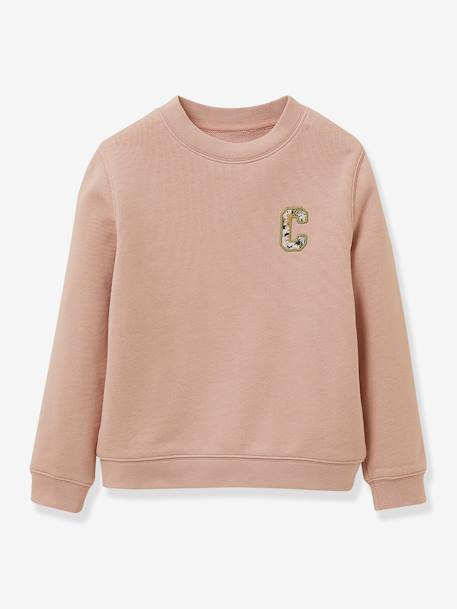 Meisjessweater met borduursel Libertystof - biokatoen - CYRILLUS rozen - vertbaudet enfant 