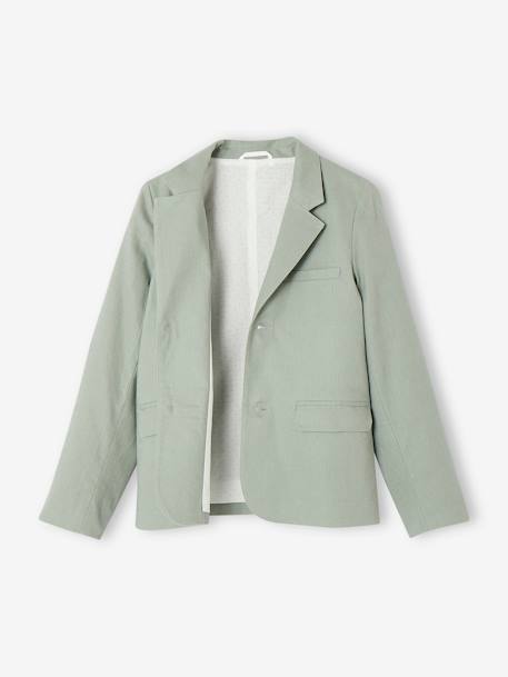 Feestelijk jasje voor jongens van katoen/linnen beige+blauw+donker marineblauw+lichtbeige+saliegroen - vertbaudet enfant 