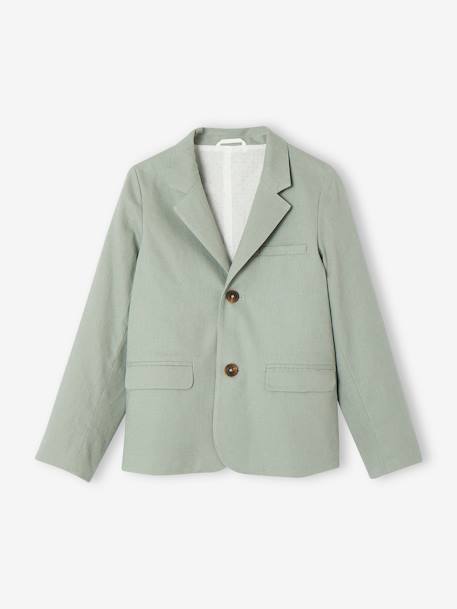 Feestelijk jasje voor jongens van katoen/linnen beige+blauw+donker marineblauw+lichtbeige+saliegroen - vertbaudet enfant 