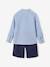 Net jongenshemd, Mao-kraag en korte broek beige+blauw, gestreept - vertbaudet enfant 
