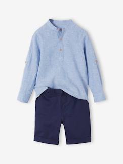 Jongens-Set-Net jongenshemd, Mao-kraag en korte broek