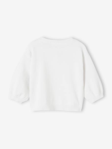 Basic gebreid babyvest met geborduurd hartje koraal+wit - vertbaudet enfant 