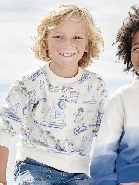 Sweater met rivieramotief jongens wit, bedrukt - vertbaudet enfant 