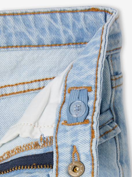 Rechte jeans MorphologiK meisjes heupomvang Large donkerblauw+gebleekt denim+stone - vertbaudet enfant 